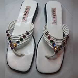 Stefani white platform Sandals with multicolored gems 9